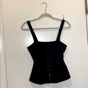 Black Corset-Like Peplum Crop Top